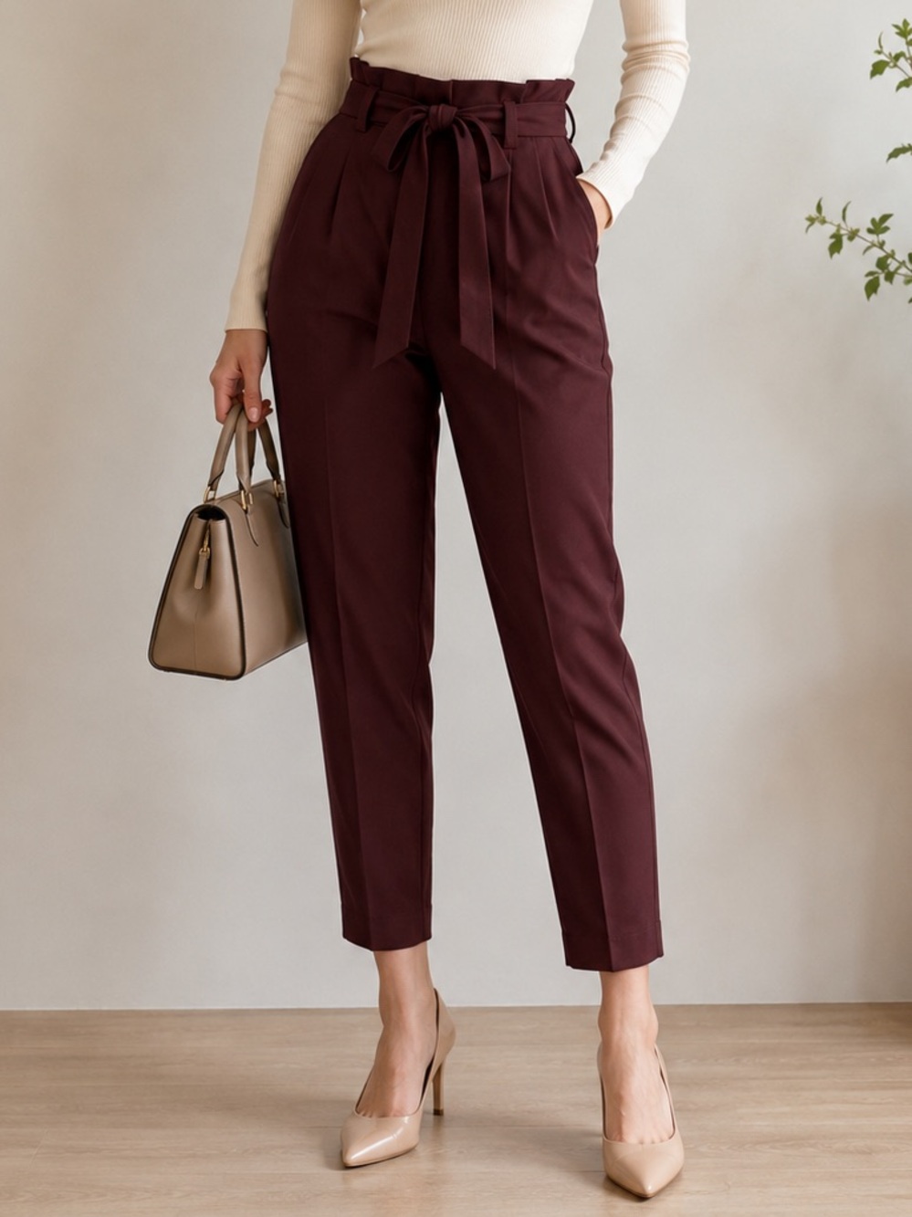 Express Straight Leg Pants in Deep Burgundy
